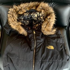 The North Face, Black 3/4 Length, Hooded Jacket